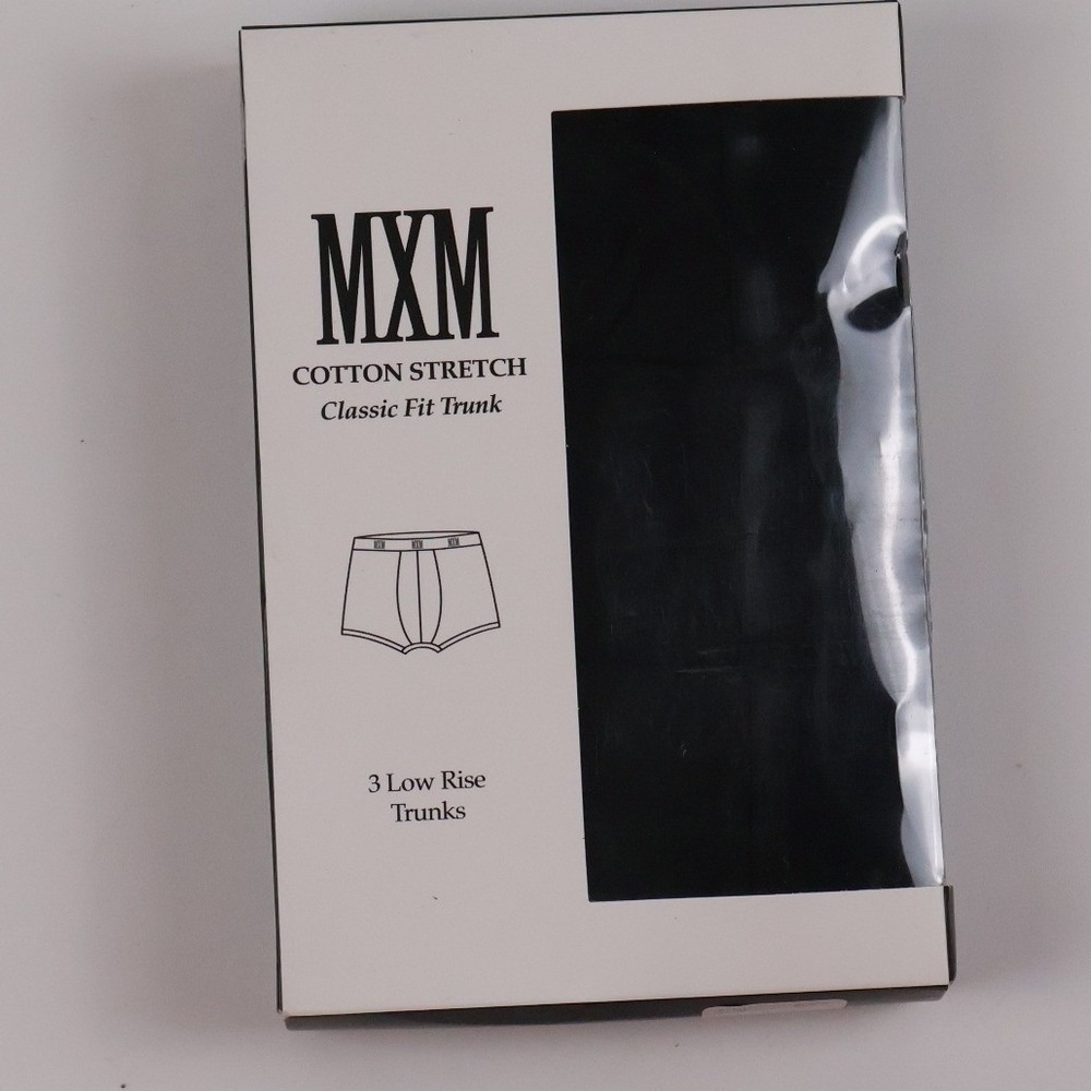 MXM 3 Pack Low Rise Trunks Classic Fit Black Solid Large Cotton Stretch NWT